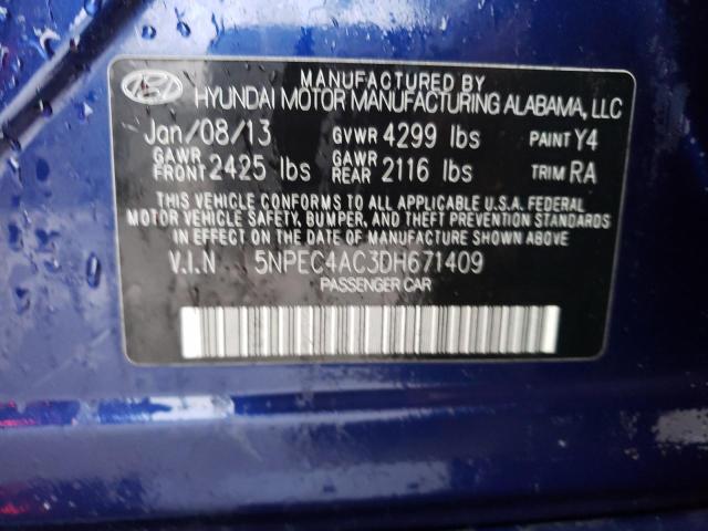 Photo 12 VIN: 5NPEC4AC3DH671409 - HYUNDAI SONATA SE 