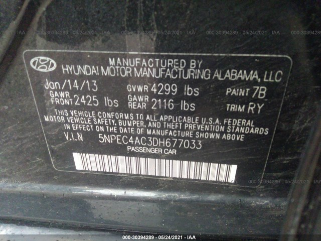 Photo 8 VIN: 5NPEC4AC3DH677033 - HYUNDAI SONATA 