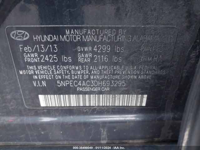 Photo 8 VIN: 5NPEC4AC3DH693295 - HYUNDAI SONATA 