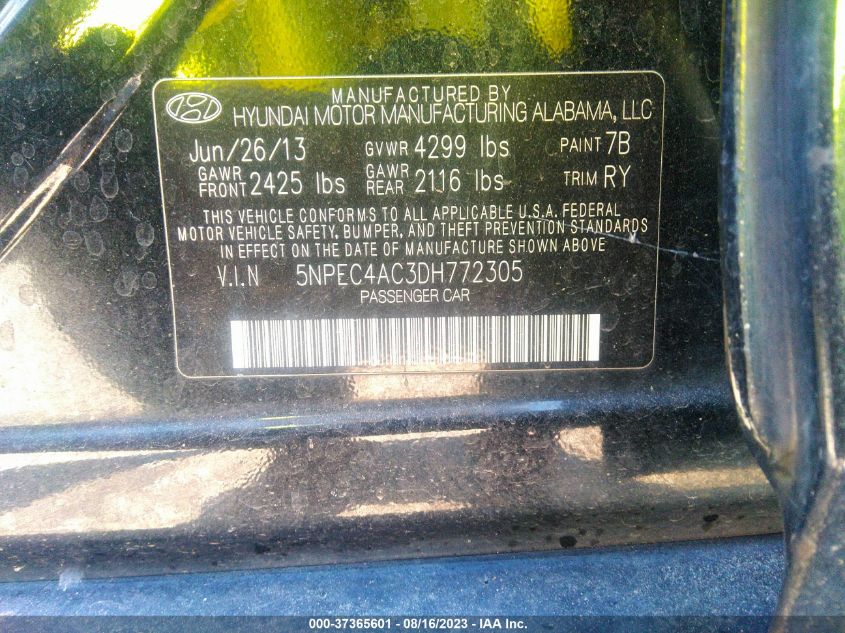 Photo 8 VIN: 5NPEC4AC3DH772305 - HYUNDAI SONATA 