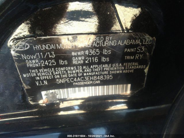 Photo 8 VIN: 5NPEC4AC3EH848395 - HYUNDAI SONATA 