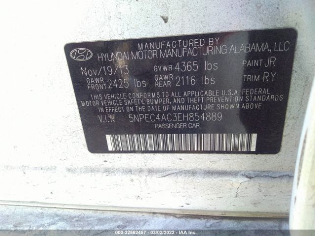 Photo 8 VIN: 5NPEC4AC3EH854889 - HYUNDAI SONATA 