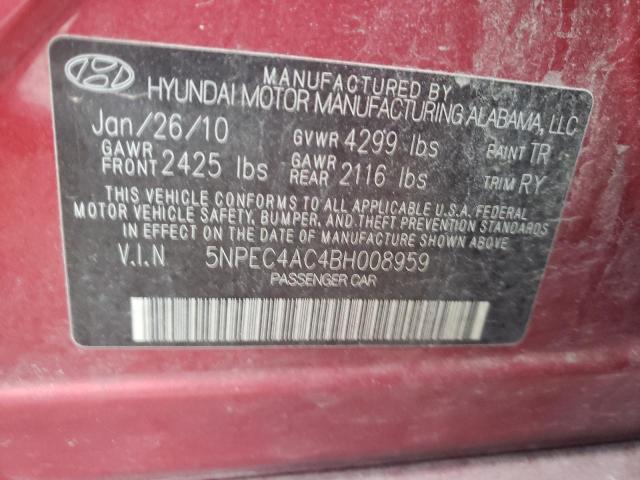 Photo 12 VIN: 5NPEC4AC4BH008959 - HYUNDAI SONATA SE 