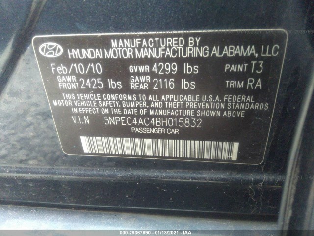 Photo 8 VIN: 5NPEC4AC4BH015832 - HYUNDAI SONATA 