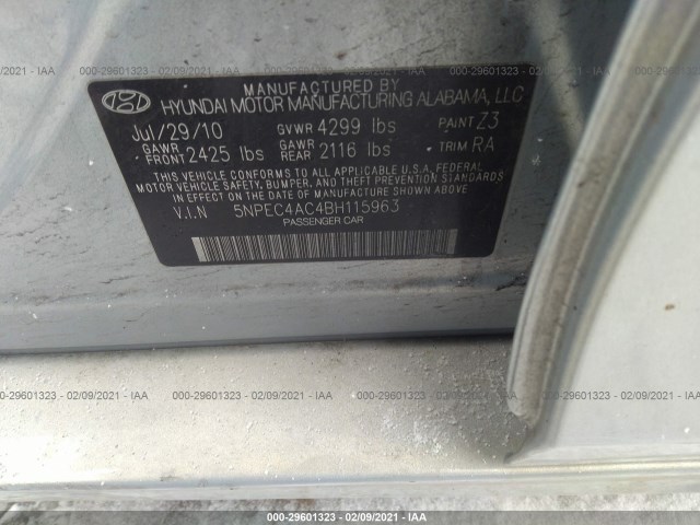 Photo 8 VIN: 5NPEC4AC4BH115963 - HYUNDAI SONATA 