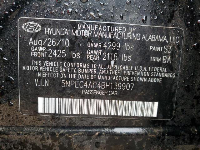 Photo 11 VIN: 5NPEC4AC4BH139907 - HYUNDAI SONATA SE 