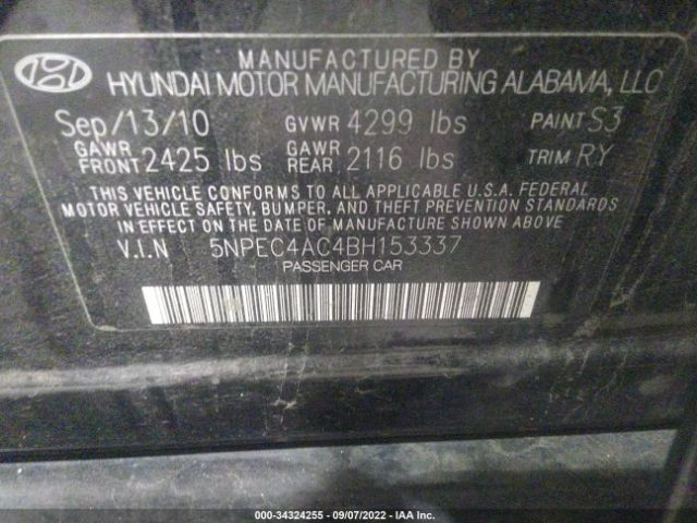 Photo 8 VIN: 5NPEC4AC4BH153337 - HYUNDAI SONATA 