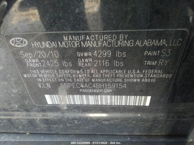 Photo 8 VIN: 5NPEC4AC4BH159154 - HYUNDAI SONATA 