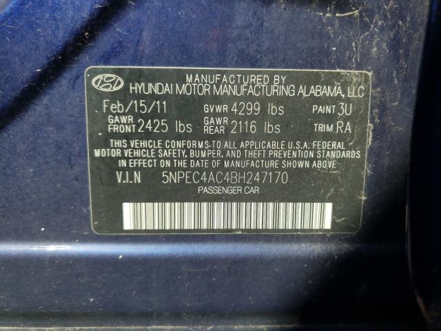 Photo 9 VIN: 5NPEC4AC4BH247170 - HYUNDAI SONATA 