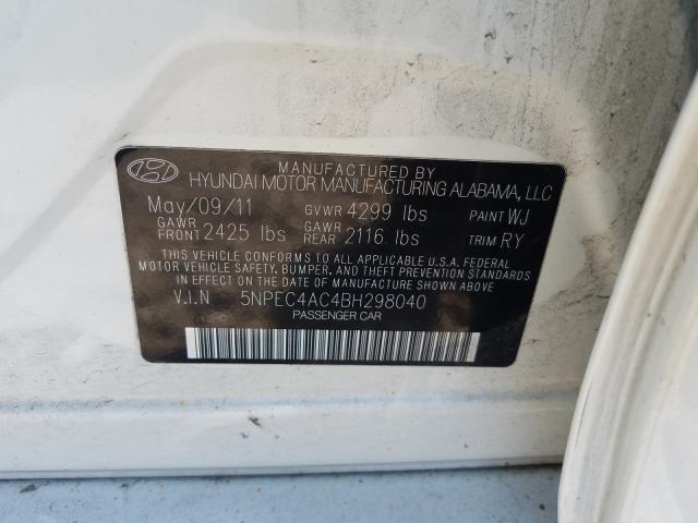 Photo 9 VIN: 5NPEC4AC4BH298040 - HYUNDAI SONATA SE 