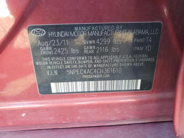 Photo 11 VIN: 5NPEC4AC4CH361610 - HYUNDAI SONATA SE 