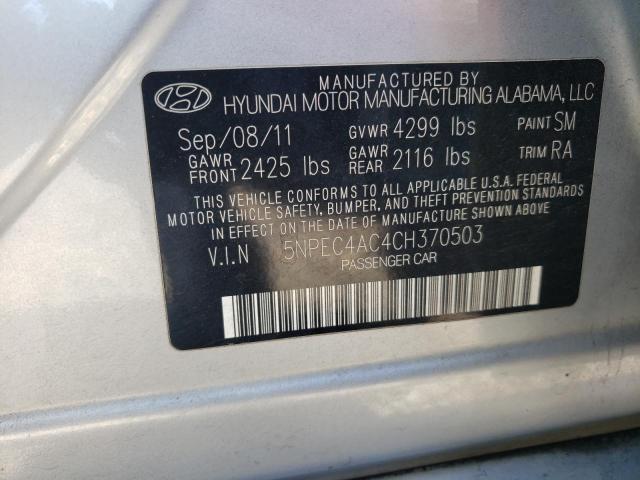 Photo 9 VIN: 5NPEC4AC4CH370503 - HYUNDAI SONATA SE 