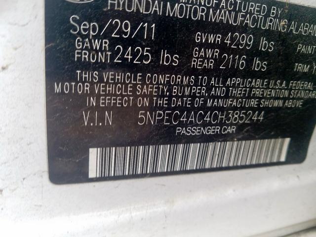 Photo 9 VIN: 5NPEC4AC4CH385244 - HYUNDAI SONATA SE 