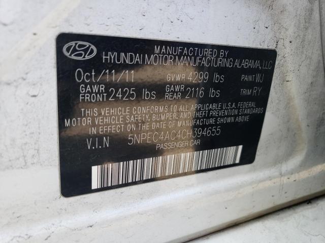 Photo 12 VIN: 5NPEC4AC4CH394655 - HYUNDAI SONATA SE 