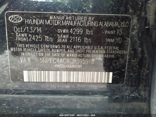 Photo 8 VIN: 5NPEC4AC4CH395918 - HYUNDAI SONATA 