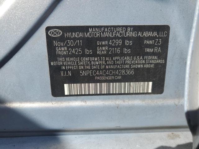 Photo 12 VIN: 5NPEC4AC4CH428366 - HYUNDAI SONATA 