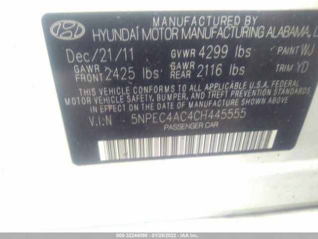 Photo 8 VIN: 5NPEC4AC4CH445555 - HYUNDAI SONATA 