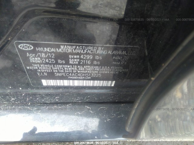 Photo 8 VIN: 5NPEC4AC4DH513225 - HYUNDAI SONATA 