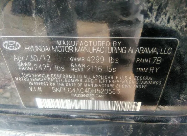 Photo 8 VIN: 5NPEC4AC4DH520563 - HYUNDAI SONATA 