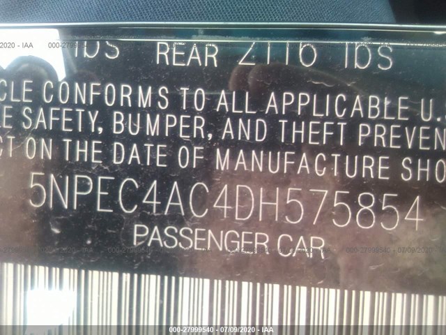 Photo 8 VIN: 5NPEC4AC4DH575854 - HYUNDAI SONATA 