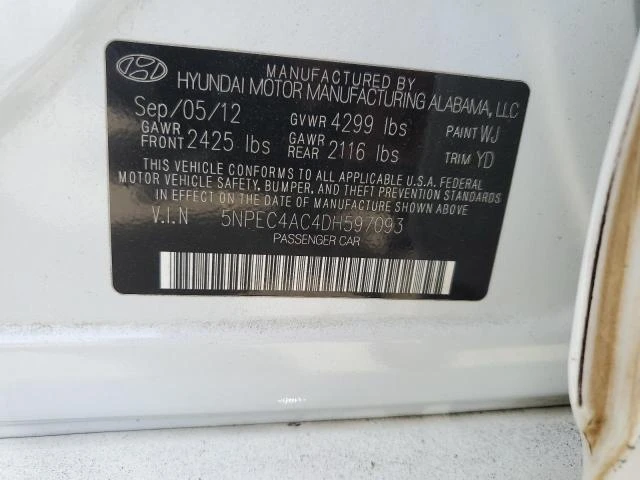 Photo 11 VIN: 5NPEC4AC4DH597093 - HYUNDAI SONATA SE 