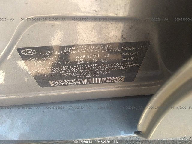 Photo 8 VIN: 5NPEC4AC4DH642324 - HYUNDAI SONATA 