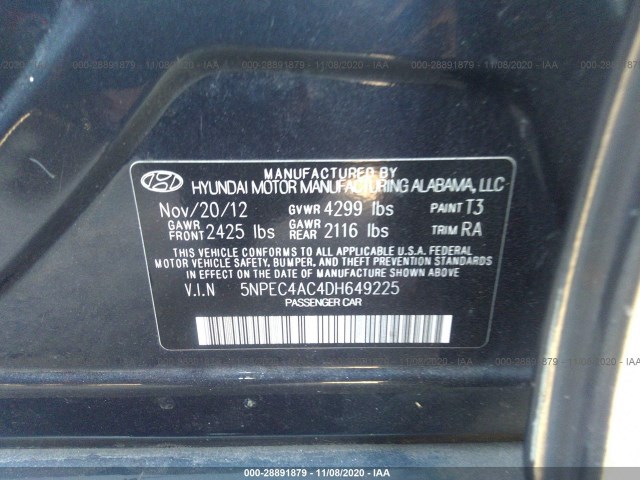 Photo 8 VIN: 5NPEC4AC4DH649225 - HYUNDAI SONATA 