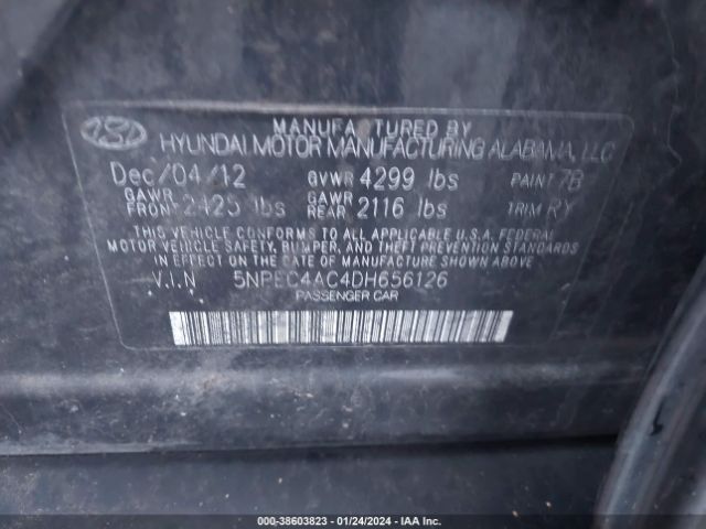 Photo 8 VIN: 5NPEC4AC4DH656126 - HYUNDAI SONATA 