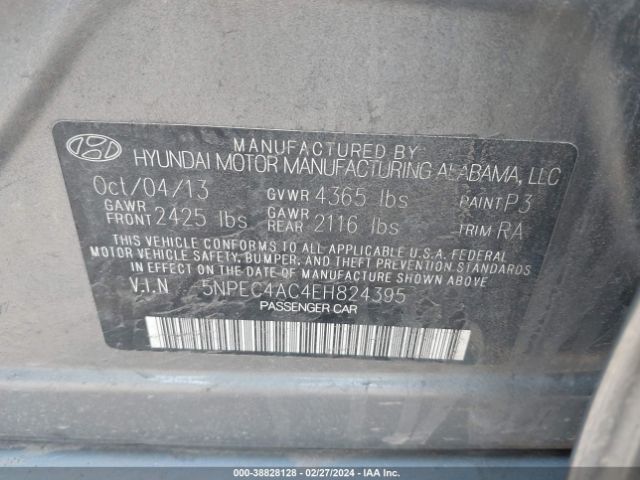 Photo 8 VIN: 5NPEC4AC4EH824395 - HYUNDAI SONATA 