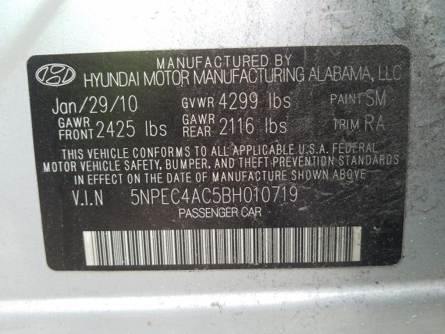 Photo 9 VIN: 5NPEC4AC5BH010719 - HYUNDAI SONATA SE 