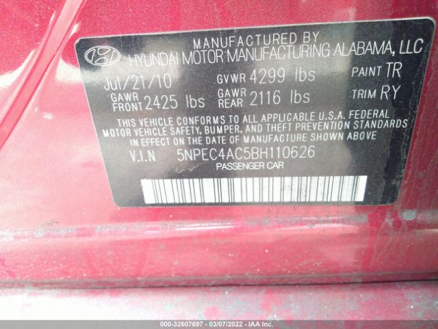 Photo 8 VIN: 5NPEC4AC5BH110626 - HYUNDAI SONATA 