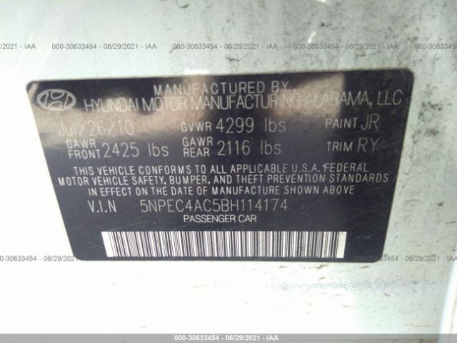 Photo 8 VIN: 5NPEC4AC5BH114174 - HYUNDAI SONATA 