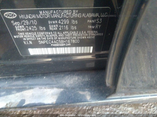 Photo 8 VIN: 5NPEC4AC5BH167800 - HYUNDAI SONATA 