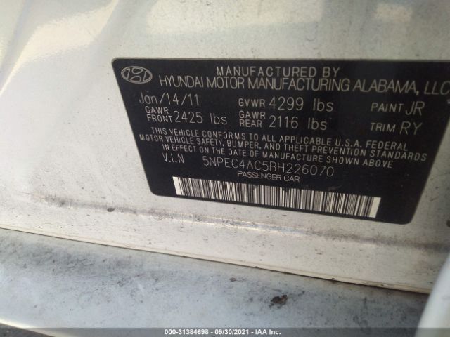 Photo 8 VIN: 5NPEC4AC5BH226070 - HYUNDAI SONATA 