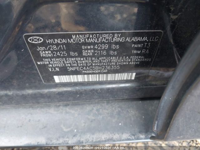 Photo 8 VIN: 5NPEC4AC5BH236355 - HYUNDAI SONATA 