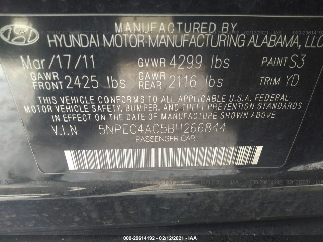 Photo 8 VIN: 5NPEC4AC5BH266844 - HYUNDAI SONATA 