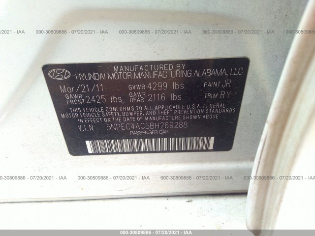 Photo 8 VIN: 5NPEC4AC5BH269288 - HYUNDAI SONATA 