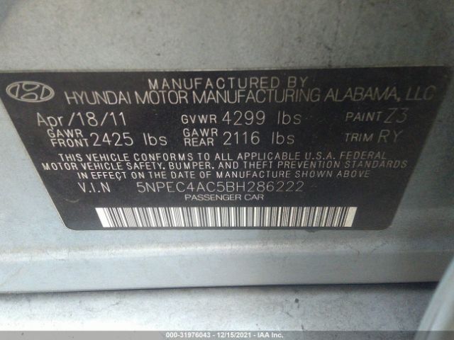 Photo 8 VIN: 5NPEC4AC5BH286222 - HYUNDAI SONATA 