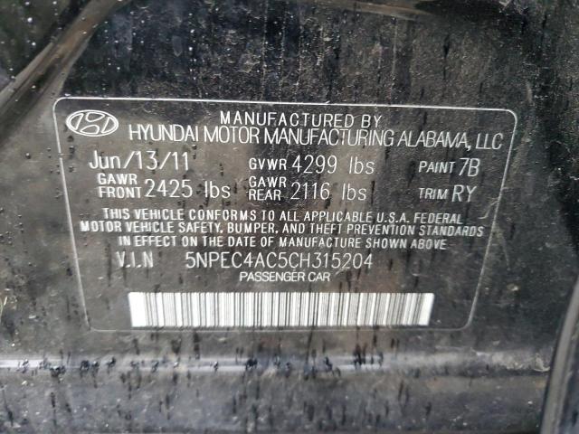 Photo 12 VIN: 5NPEC4AC5CH315204 - HYUNDAI SONATA 