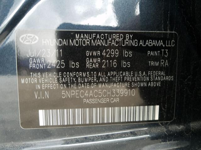 Photo 9 VIN: 5NPEC4AC5CH339910 - HYUNDAI SONATA 