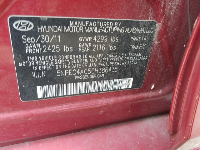 Photo 9 VIN: 5NPEC4AC5CH386435 - HYUNDAI SONATA SE 