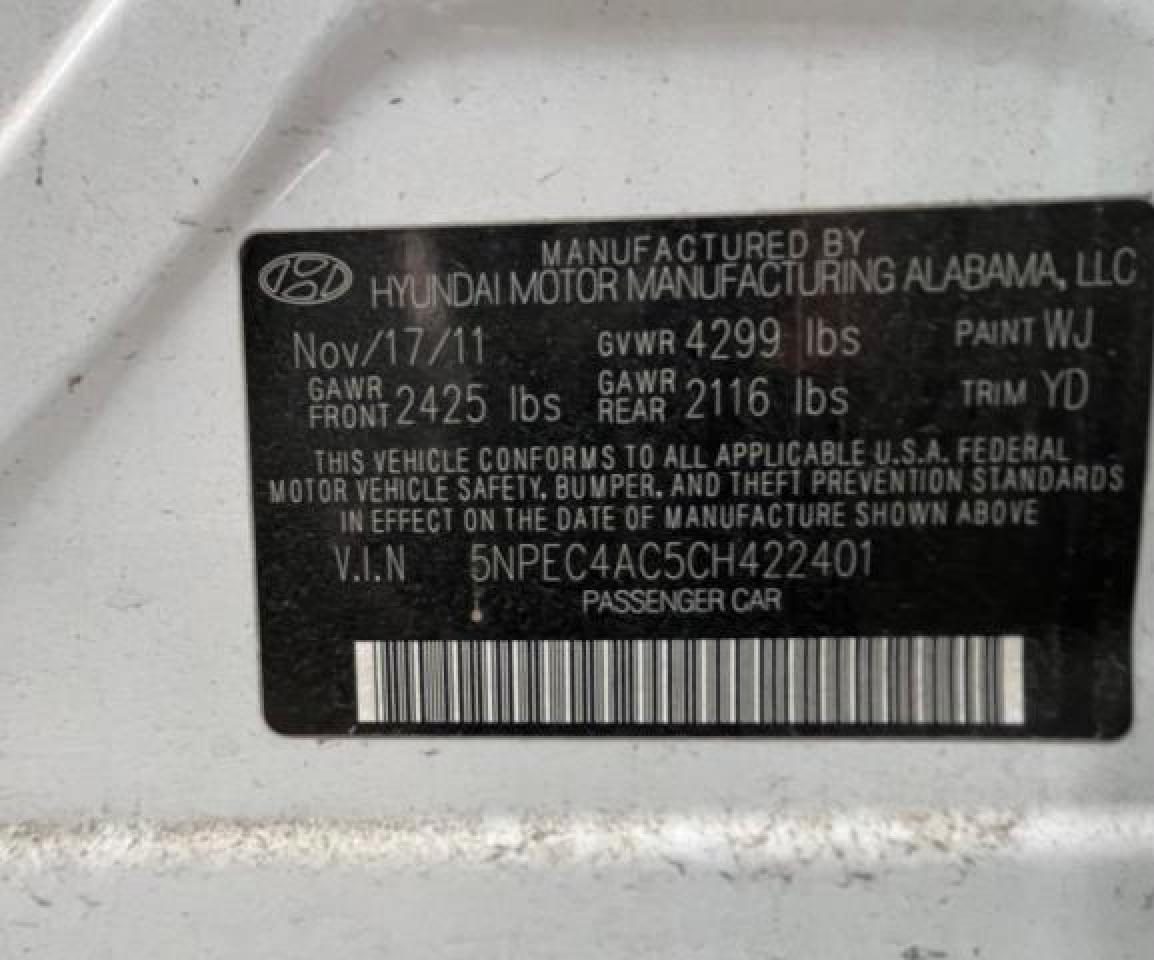 Photo 9 VIN: 5NPEC4AC5CH422401 - HYUNDAI SONATA 