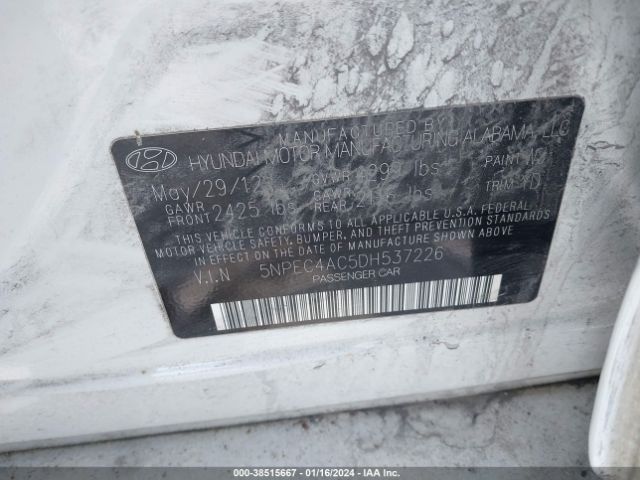 Photo 8 VIN: 5NPEC4AC5DH537226 - HYUNDAI SONATA 