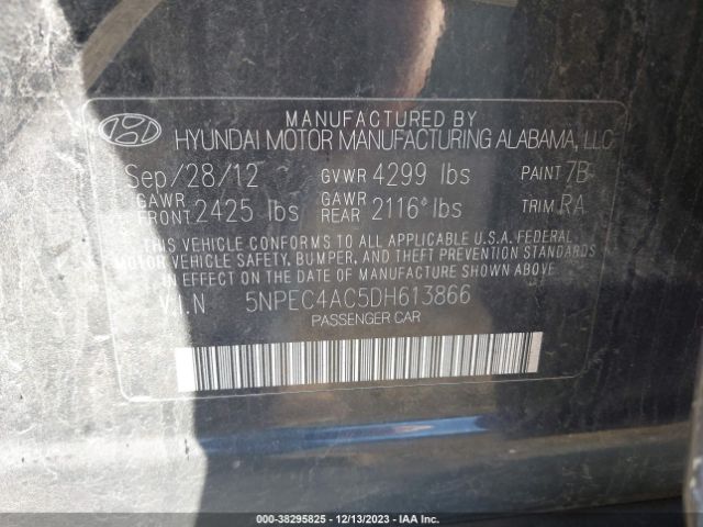 Photo 8 VIN: 5NPEC4AC5DH613866 - HYUNDAI SONATA 