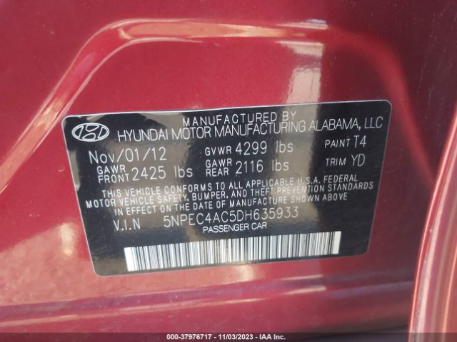 Photo 8 VIN: 5NPEC4AC5DH635933 - HYUNDAI SONATA 