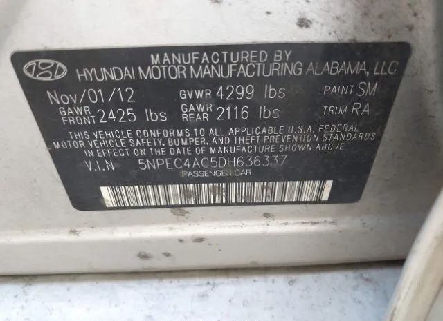 Photo 8 VIN: 5NPEC4AC5DH636337 - HYUNDAI SONATA 