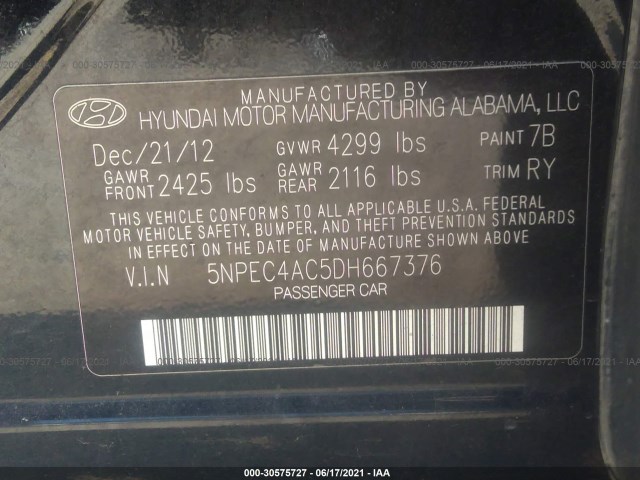 Photo 8 VIN: 5NPEC4AC5DH667376 - HYUNDAI SONATA 