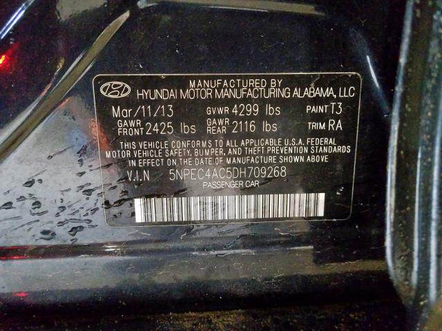 Photo 9 VIN: 5NPEC4AC5DH709268 - HYUNDAI SONATA SE 