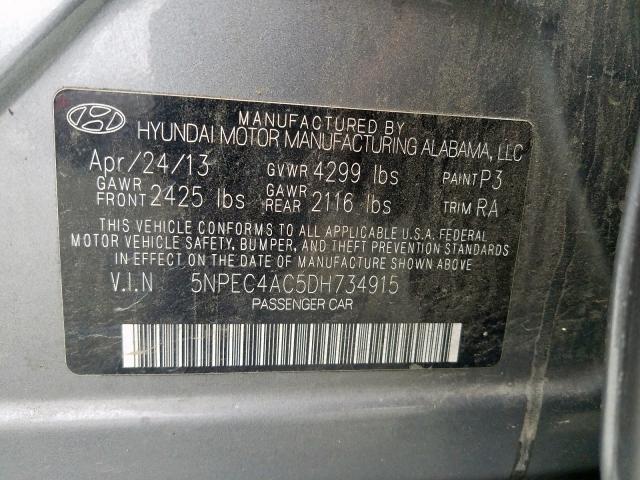 Photo 9 VIN: 5NPEC4AC5DH734915 - HYUNDAI SONATA SE 