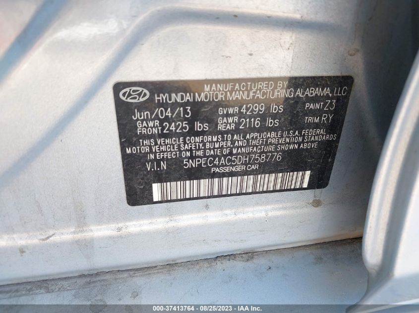 Photo 8 VIN: 5NPEC4AC5DH758776 - HYUNDAI SONATA 